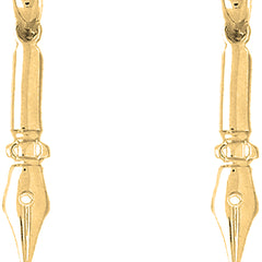 Yellow Gold-plated Silver 40mm Calligraphy Pen Earrings