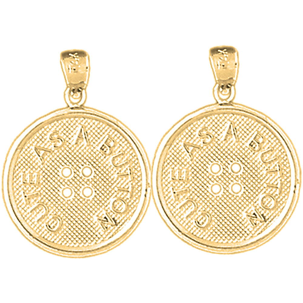 Yellow Gold-plated Silver 24mm "Cute As A Button" Button Earrings