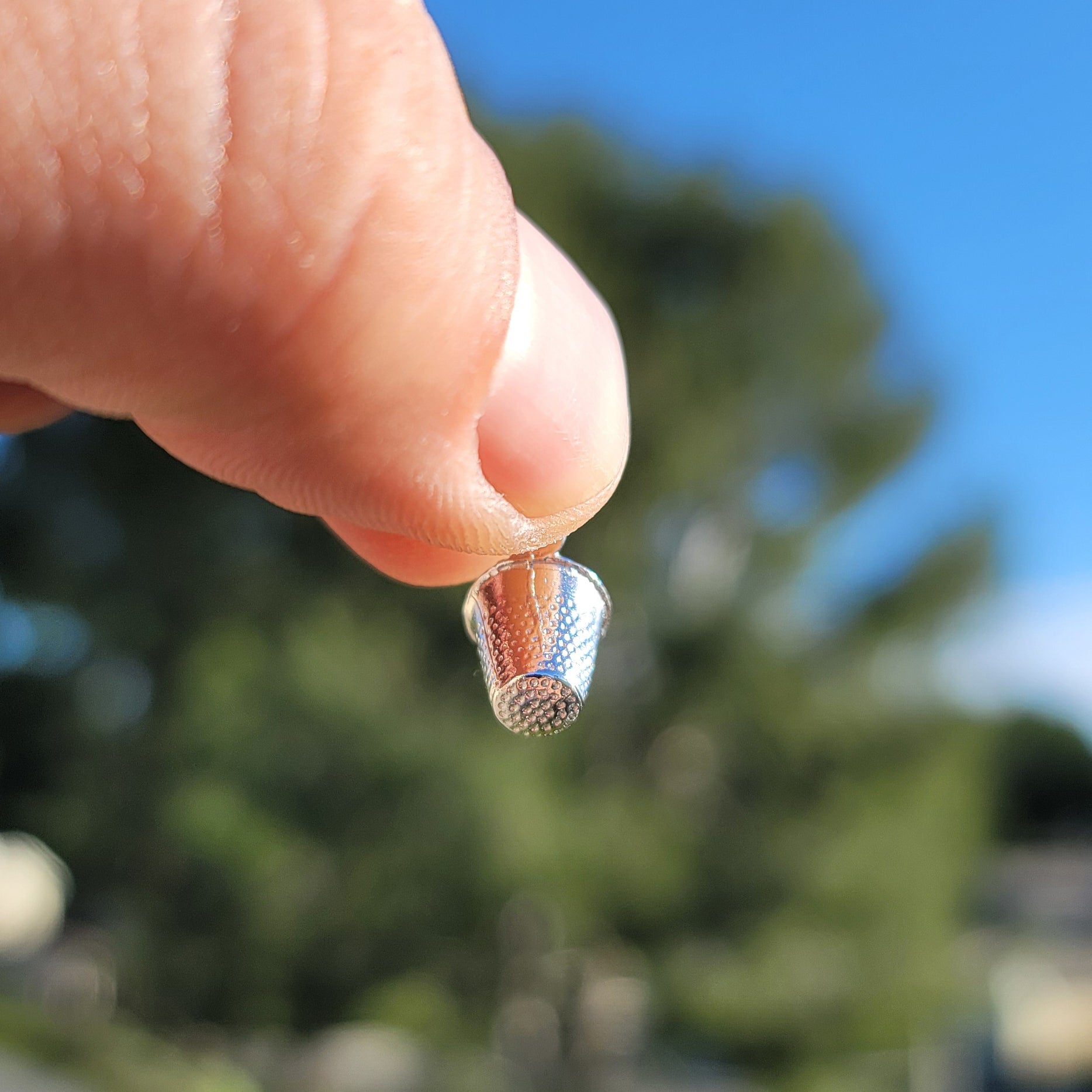 14K or 18K Gold 3D Thimble Pendant