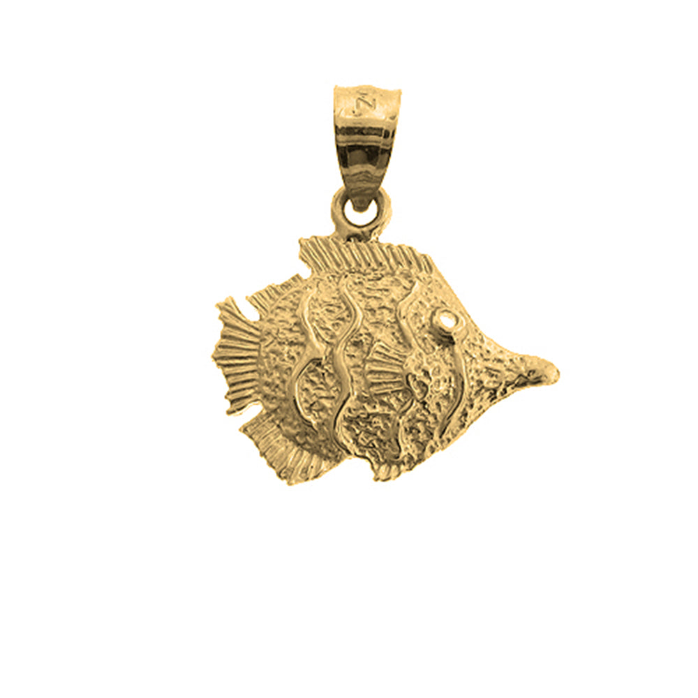 10K, 14K or 18K Gold Tropical Angelfish Pendant