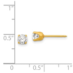 Inverness 14K Yellow Gold 4.25mm CZ Post Earrings