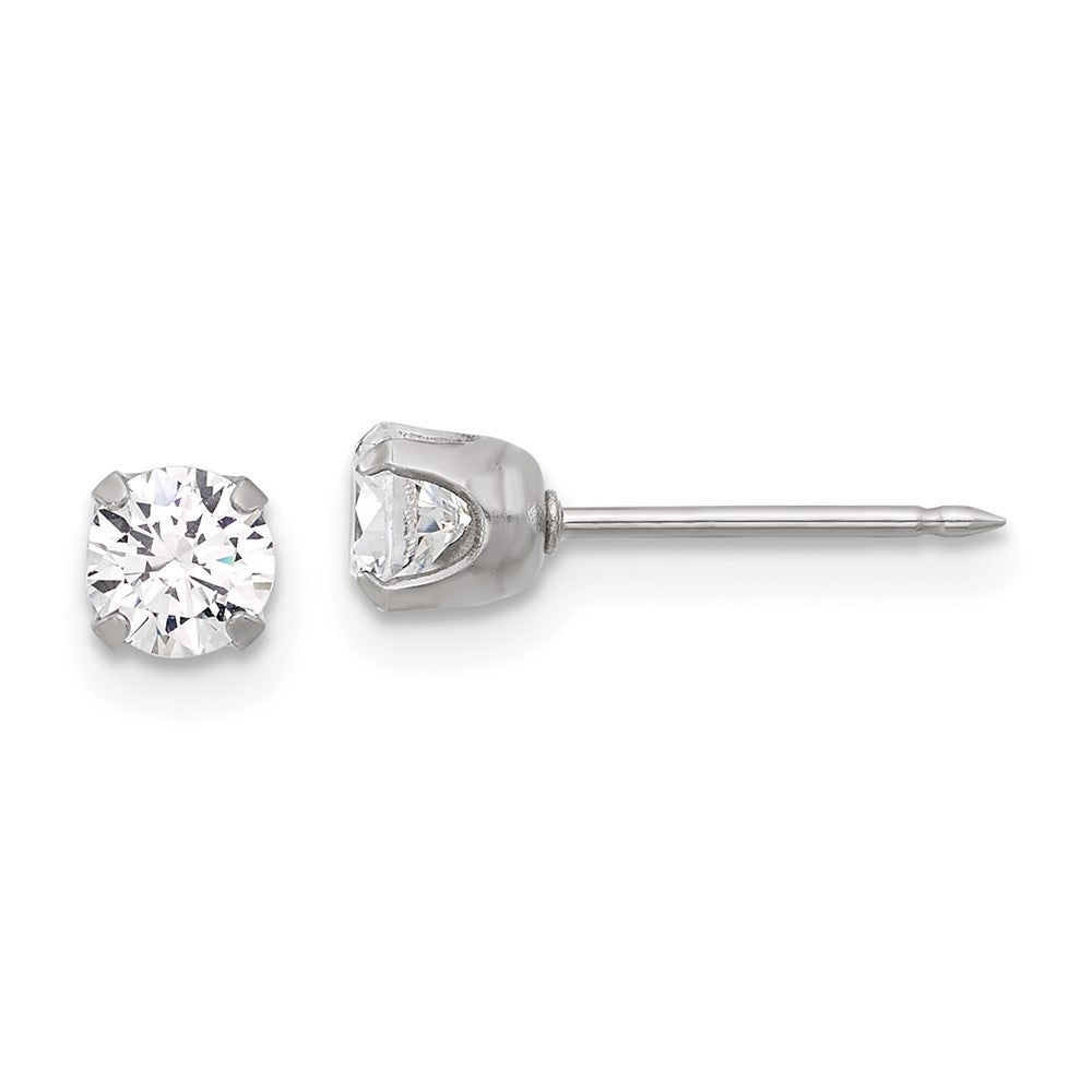 Inverness Stainless Steel 4.25mm CZ Post Earrings