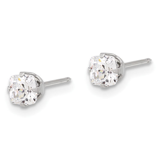 Inverness Stainless Steel 4mm Square CZ Post Earrings