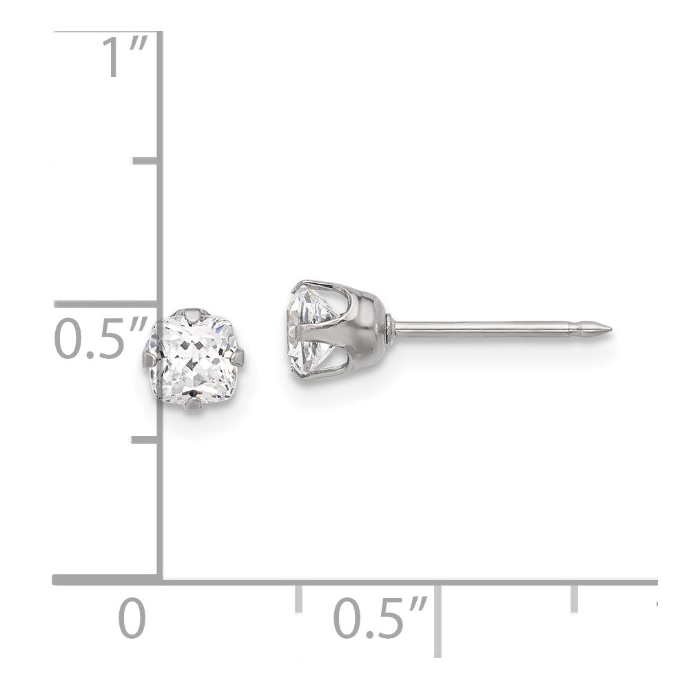 Inverness Stainless Steel 4mm Square CZ Post Earrings