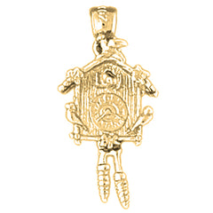 10K, 14K or 18K Gold D/C Cuckoo Clock Pendant