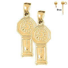 Sterling Silver 29mm Grandfather Clock Earrings (White or Yellow Gold Plated)