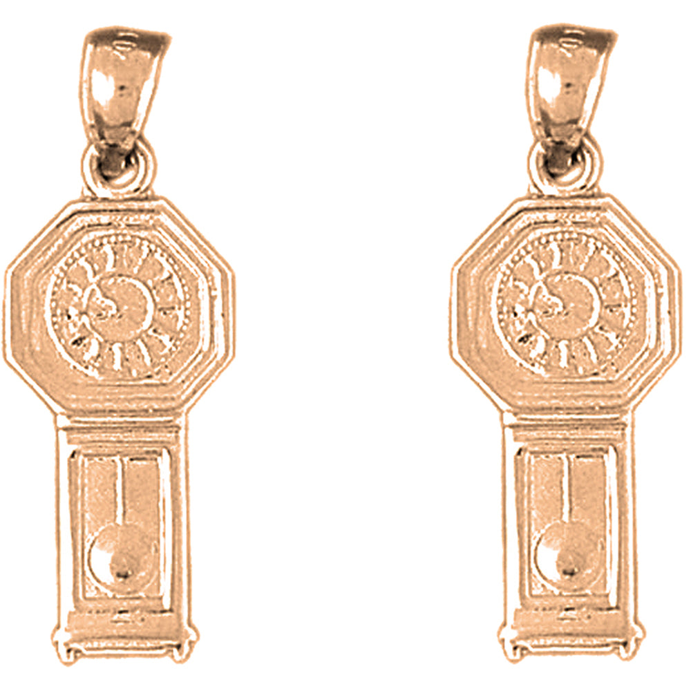 14K or 18K Gold 29mm Grandfather Clock Earrings