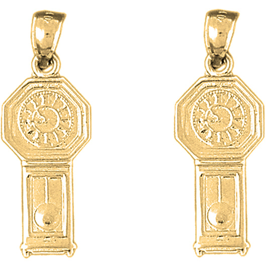 Yellow Gold-plated Silver 29mm Grandfather Clock Earrings