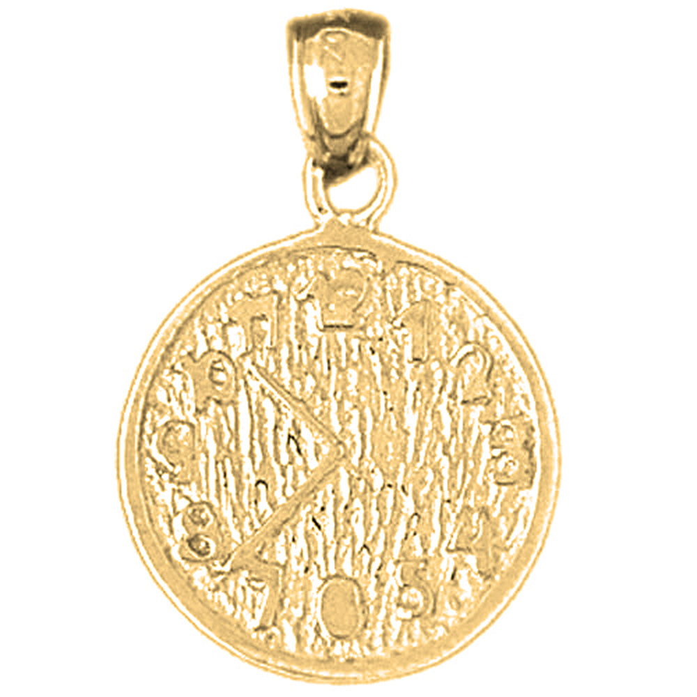 10K, 14K or 18K Gold Clock Pendant