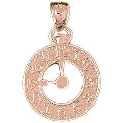 10K, 14K or 18K Gold Clock Pendant