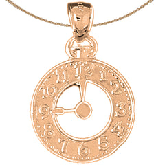 10K, 14K or 18K Gold Clock Pendant