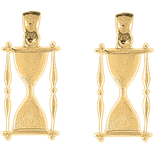 Yellow Gold-plated Silver 33mm Hour Glass Earrings