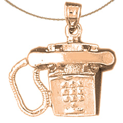 10K, 14K or 18K Gold Telephone Pendant