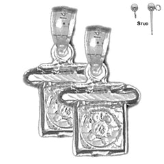 Sterling Silver 19mm Telephone Earrings (White or Yellow Gold Plated)