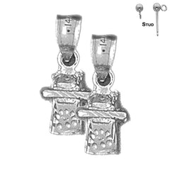 Sterling Silver 17mm 3D Telephone Earrings (White or Yellow Gold Plated)