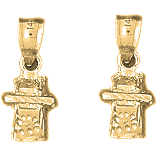Yellow Gold-plated Silver 17mm 3D Telephone Earrings