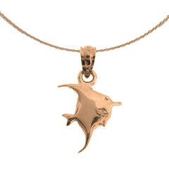 14K or 18K Gold Tropical Angelfish Pendant