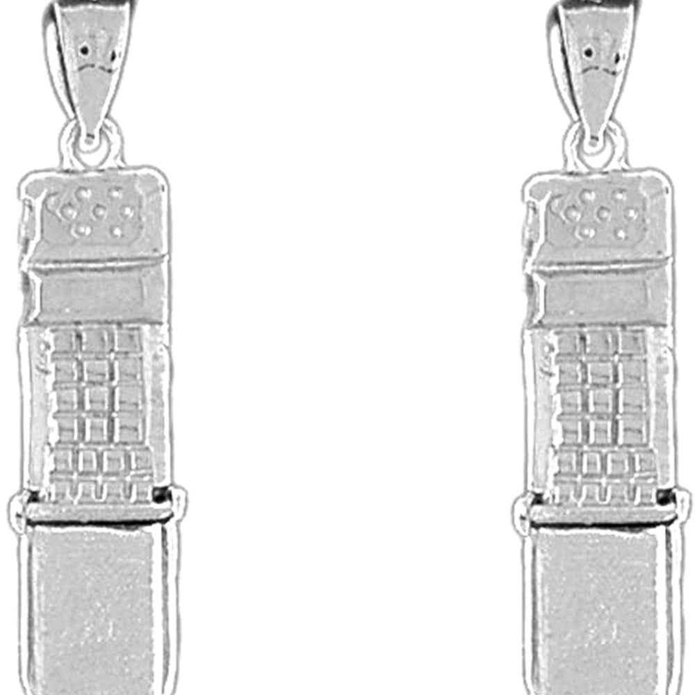 Sterling Silver 33mm Moveable Cellular Phone Earrings