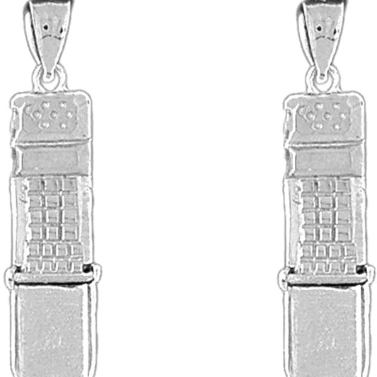 Sterling Silver 33mm Moveable Cellular Phone Earrings