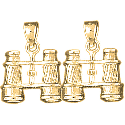 Yellow Gold-plated Silver 21mm 3D Binoculars Earrings