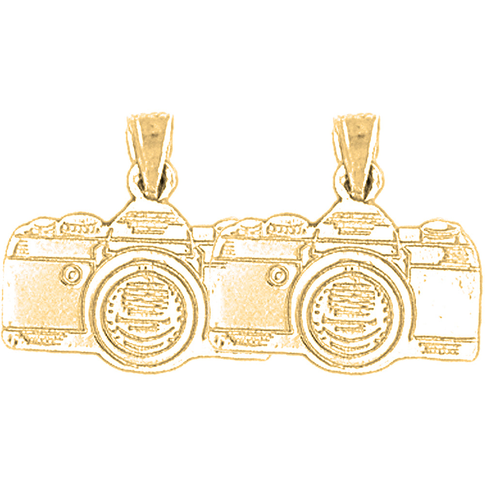 Yellow Gold-plated Silver 17mm 3D Camera Earrings