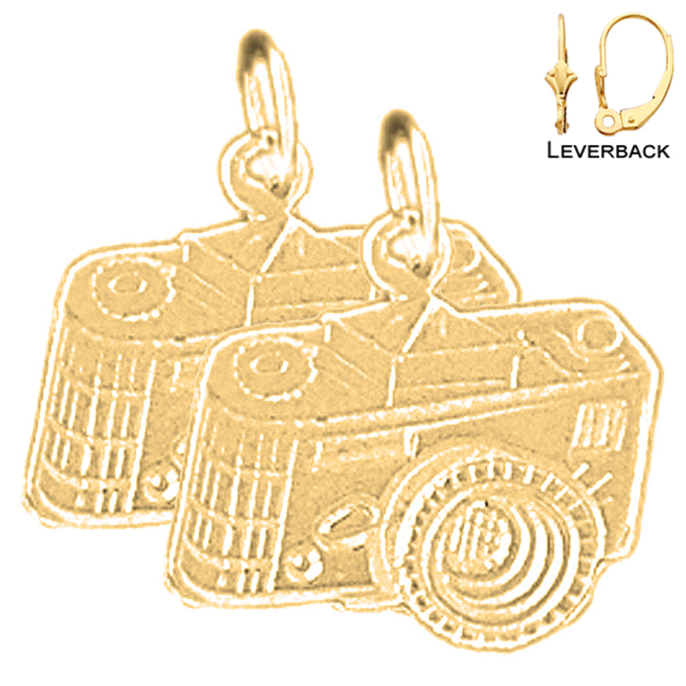 14K or 18K Gold Camera Earrings