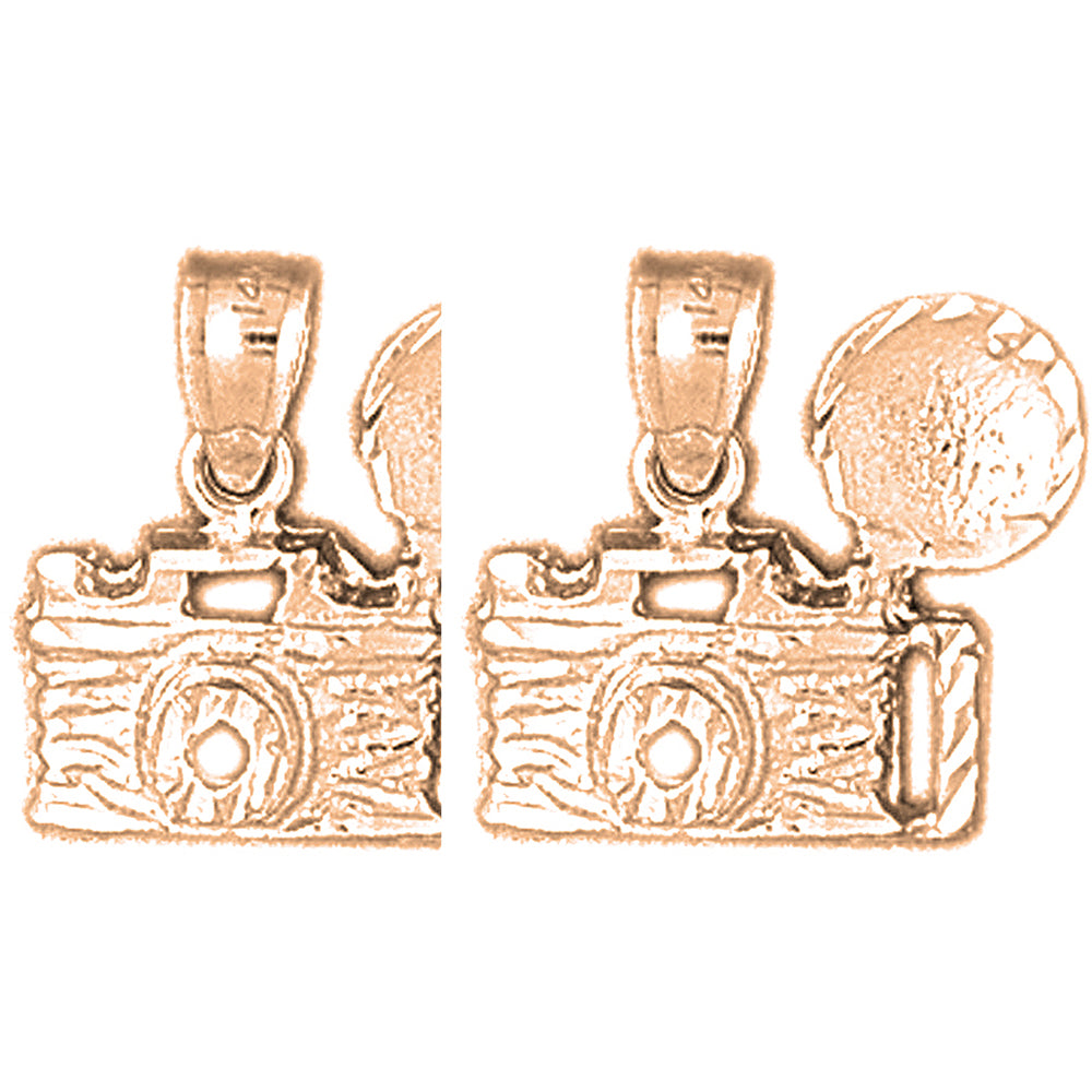 14K or 18K Gold 16mm Camera Earrings