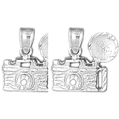 Sterling Silver 16mm Camera Earrings