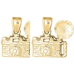 Yellow Gold-plated Silver 16mm Camera Earrings