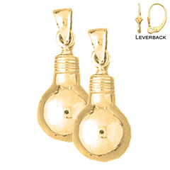 Sterling Silver 22mm Light Bulb Earrings (White or Yellow Gold Plated)