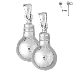 Sterling Silver 22mm Light Bulb Earrings (White or Yellow Gold Plated)