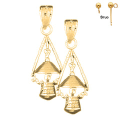 Sterling Silver 28mm Lantern Earrings (White or Yellow Gold Plated)