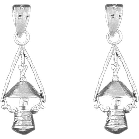 Sterling Silver 28mm Lantern Earrings