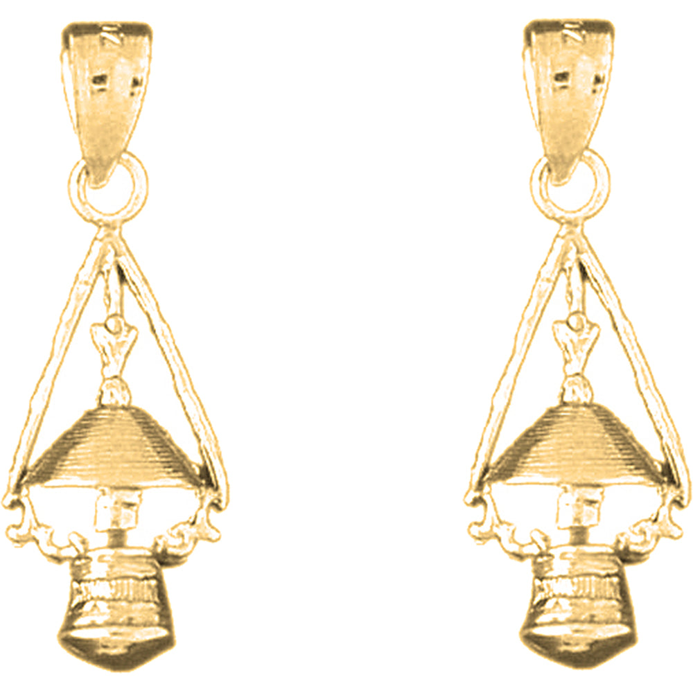 14K or 18K Gold 28mm Lantern Earrings