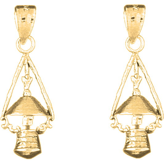 Yellow Gold-plated Silver 28mm Lantern Earrings