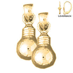 Sterling Silver 17mm Light Bulb Earrings (White or Yellow Gold Plated)