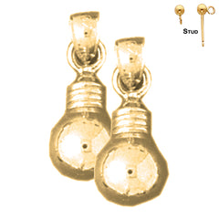 Sterling Silver 17mm Light Bulb Earrings (White or Yellow Gold Plated)