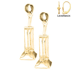 Sterling Silver 29mm 3D Vacuum Earrings (White or Yellow Gold Plated)