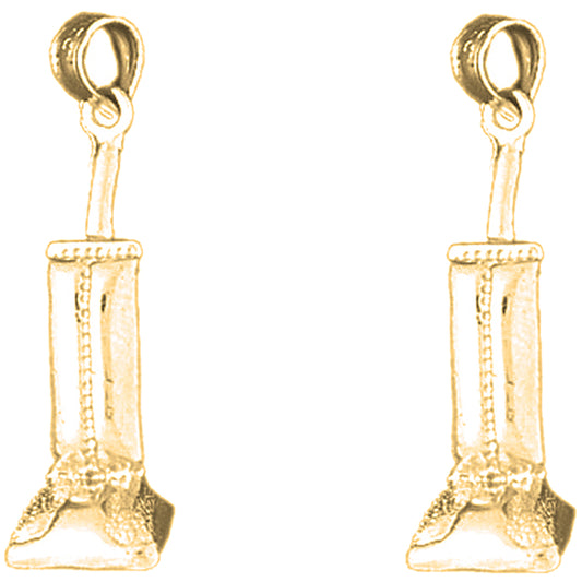 Yellow Gold-plated Silver 29mm 3D Vacuum Earrings