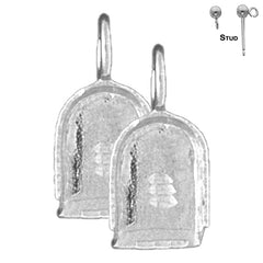 Sterling Silver 18mm 3D Dust Pan Earrings (White or Yellow Gold Plated)