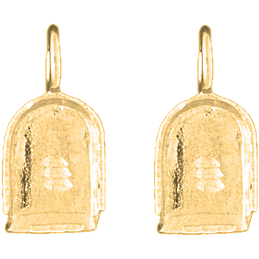 Yellow Gold-plated Silver 18mm 3D Dust Pan Earrings