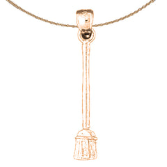 14K or 18K Gold 3D Broom Pendant