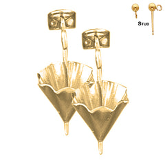 Sterling Silver 23mm 3D Umbrella Earrings (White or Yellow Gold Plated)