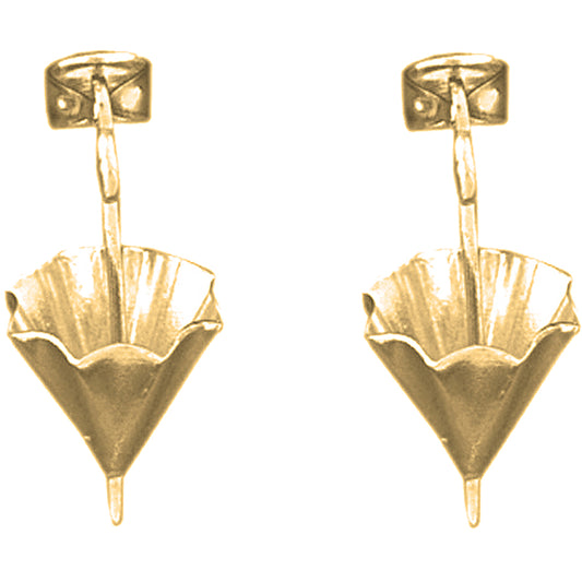 Yellow Gold-plated Silver 23mm 3D Umbrella Earrings
