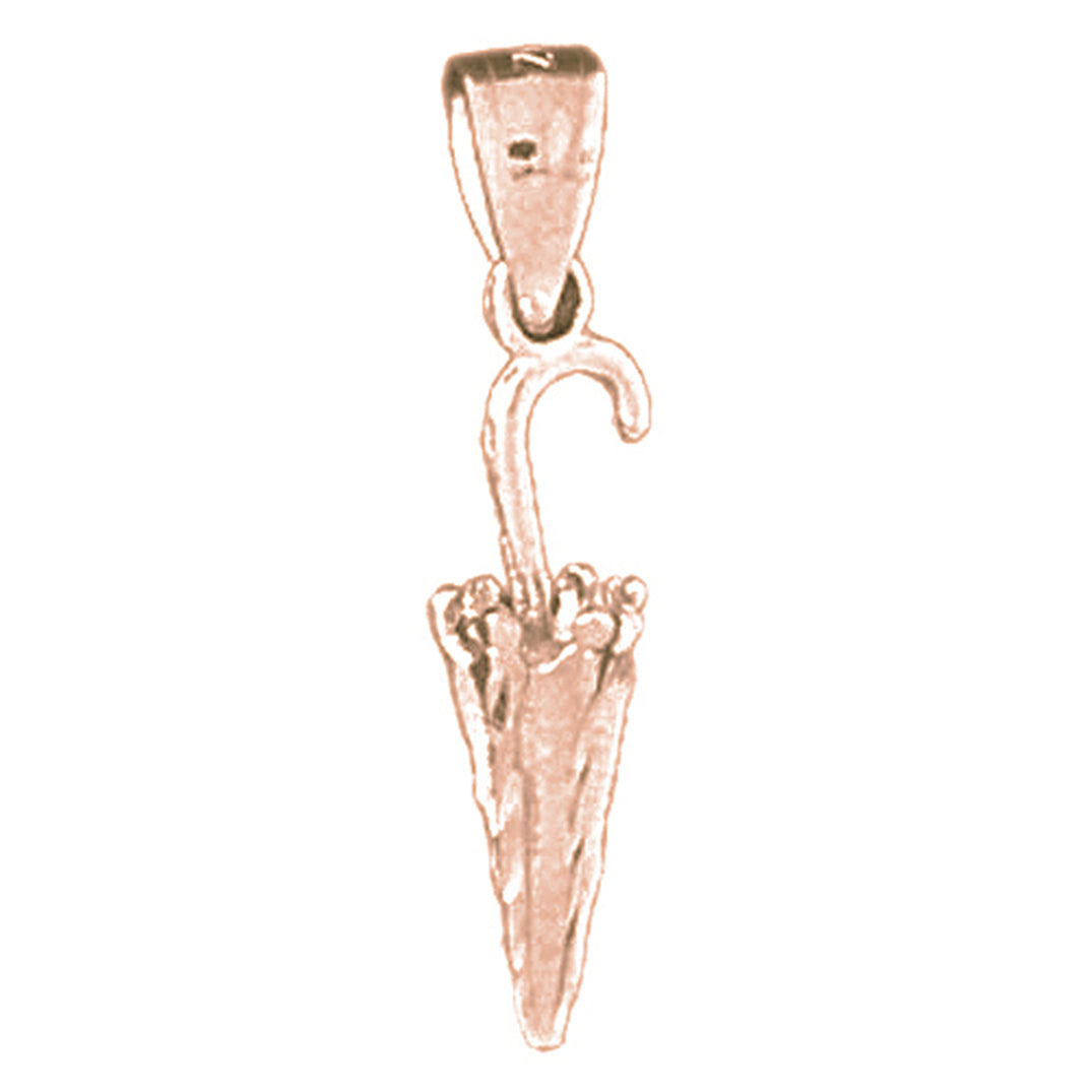 14K or 18K Gold 3D Umbrella Pendant