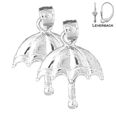 Sterling Silver 19mm Umbrella Earrings (White or Yellow Gold Plated)