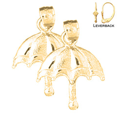 Sterling Silver 19mm Umbrella Earrings (White or Yellow Gold Plated)