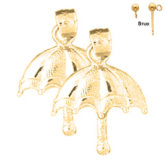 Sterling Silver 19mm Umbrella Earrings (White or Yellow Gold Plated)