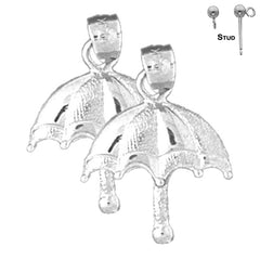 Sterling Silver 19mm Umbrella Earrings (White or Yellow Gold Plated)