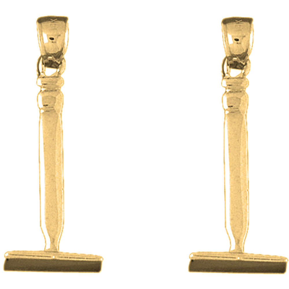Yellow Gold-plated Silver 33mm Pick Ax Earrings